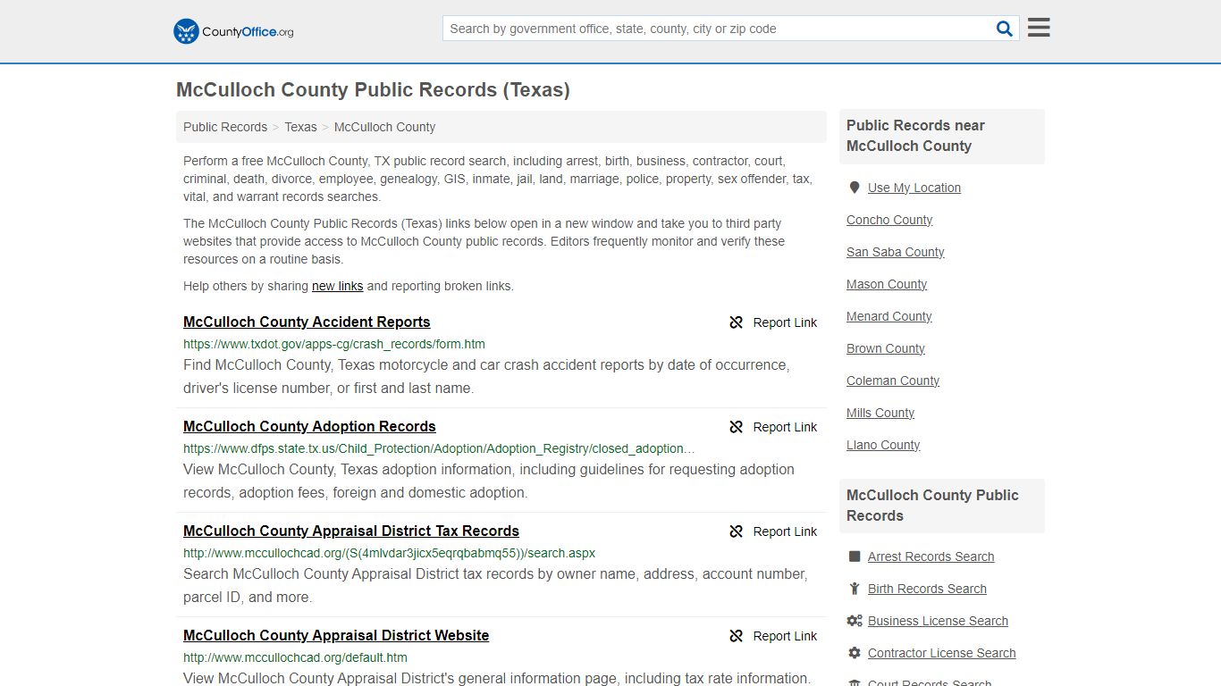 Public Records - McCulloch County, TX (Business, Criminal, GIS ...