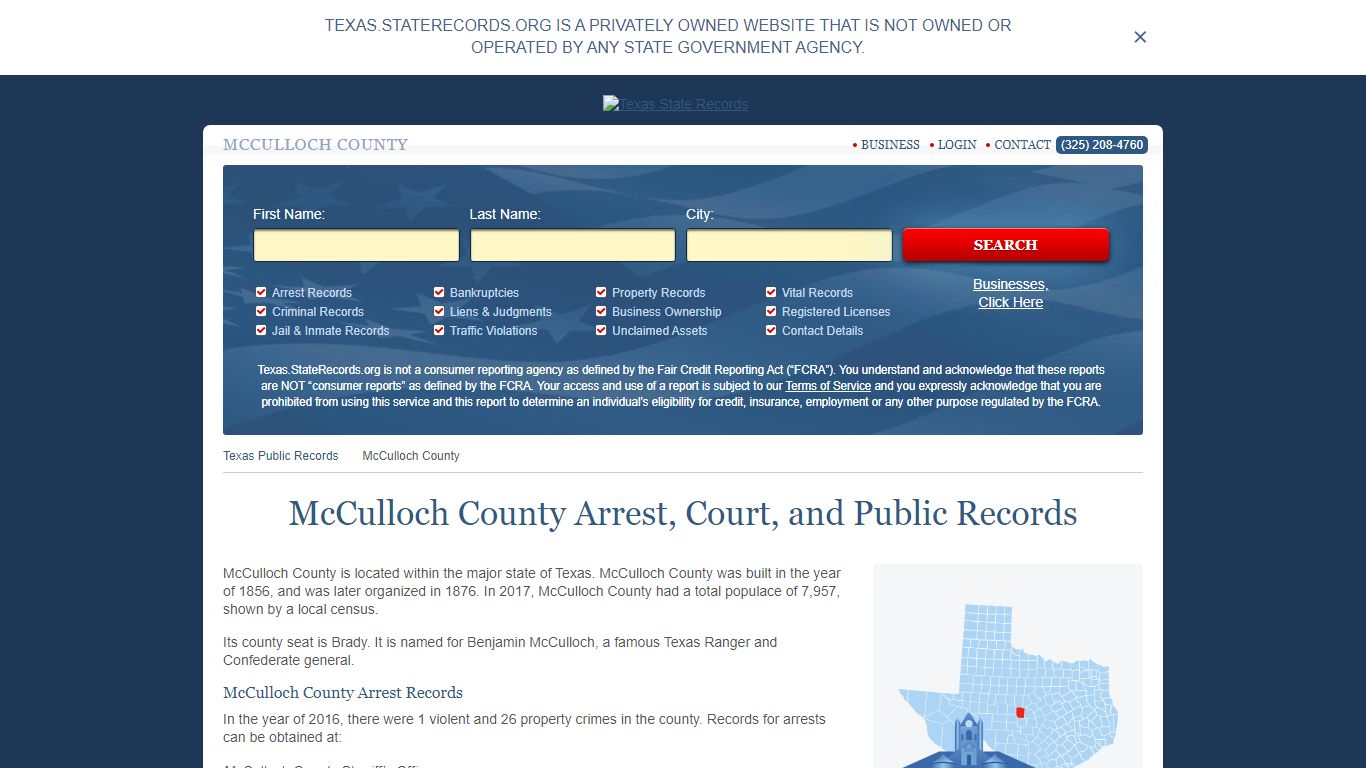 McCulloch County Arrest, Court, and Public Records