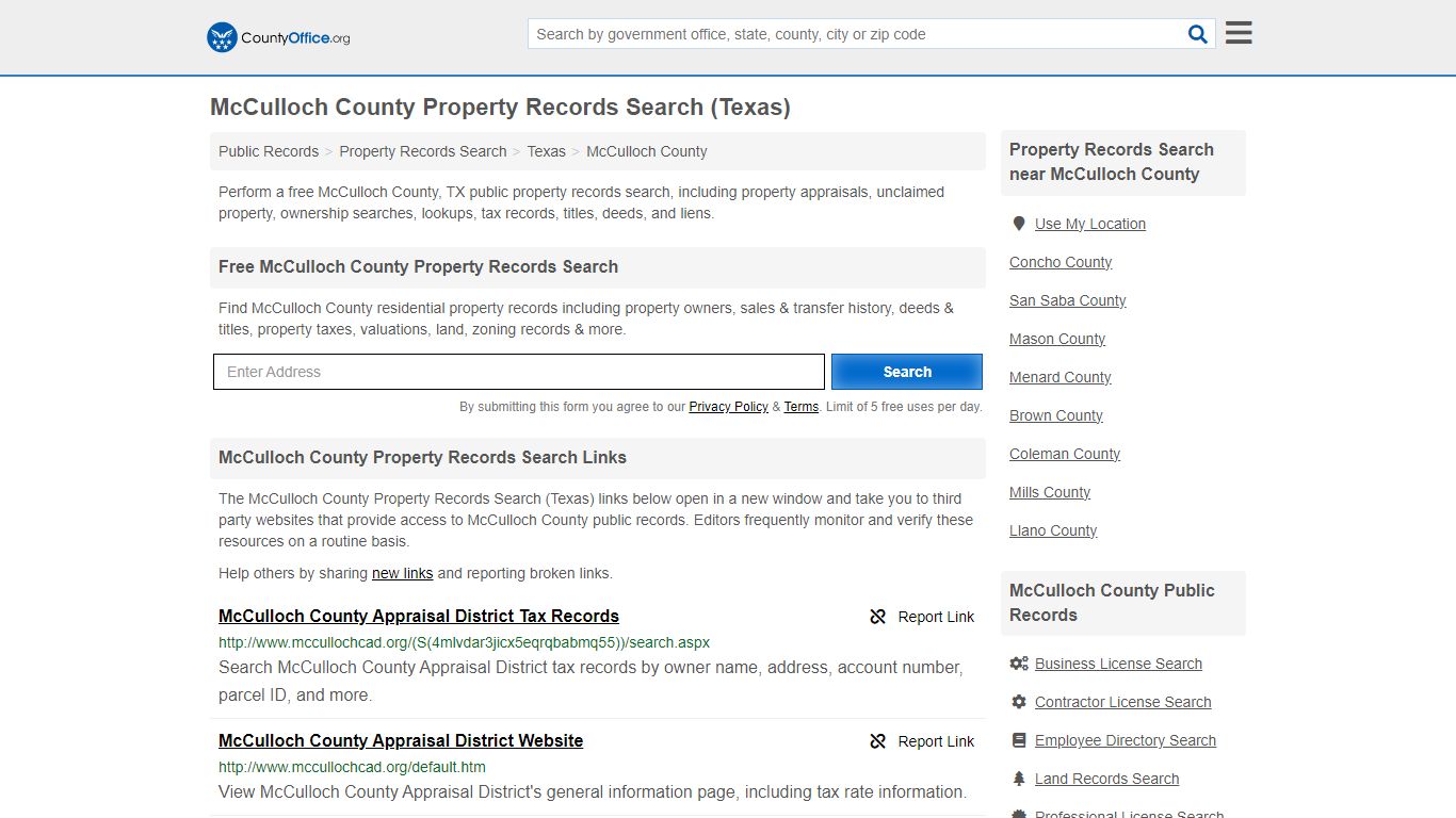 McCulloch County Property Records Search (Texas) - County Office