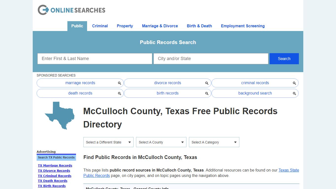 McCulloch County, Texas Public Records Directory