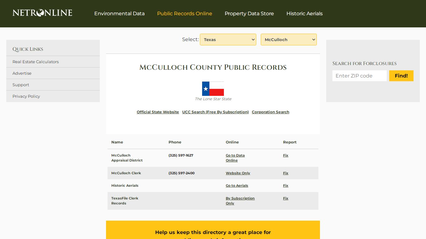 McCulloch County Public Records - NETROnline.com