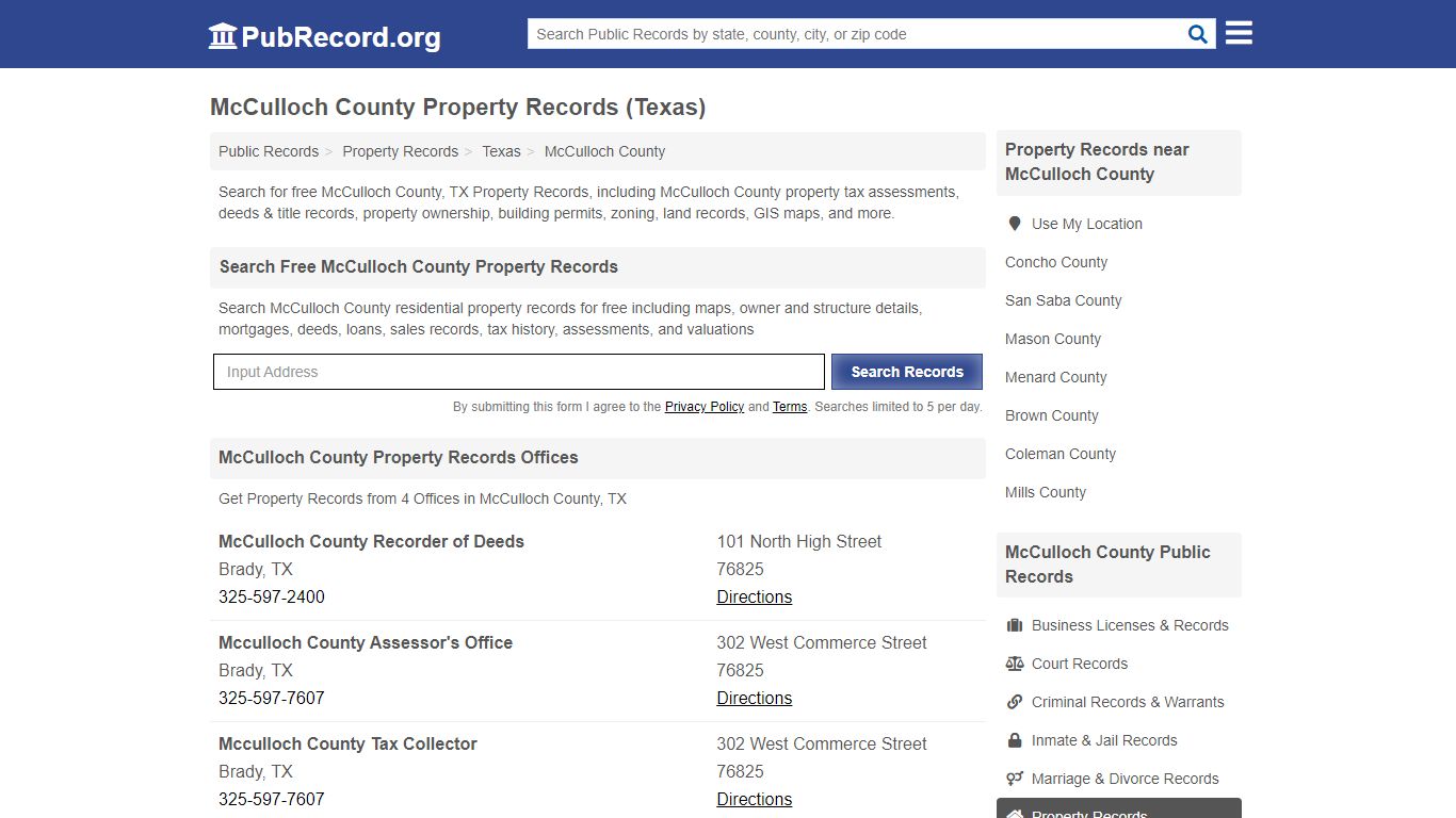 McCulloch County Property Records (Texas) - Free Public Records Search