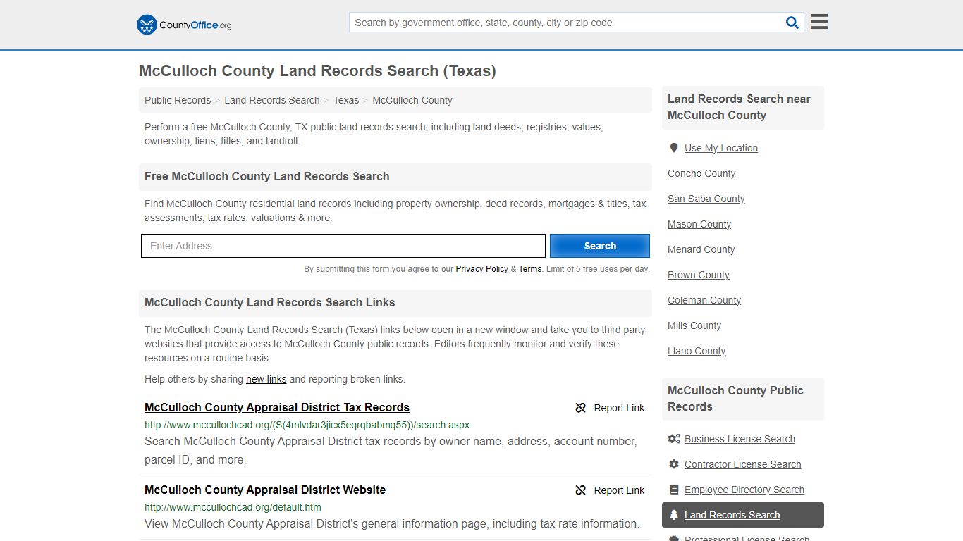 McCulloch County Land Records Search (Texas) - County Office